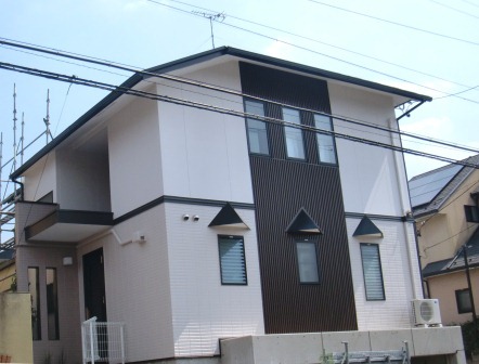 名古屋市名東区　ベージュ×茶系　スマート住宅外壁塗装　施工例の写真